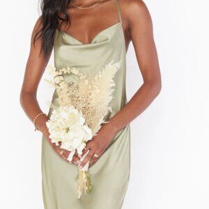 Tuscany Maxi Slip Dress ~ Moss Green Luxe Satin